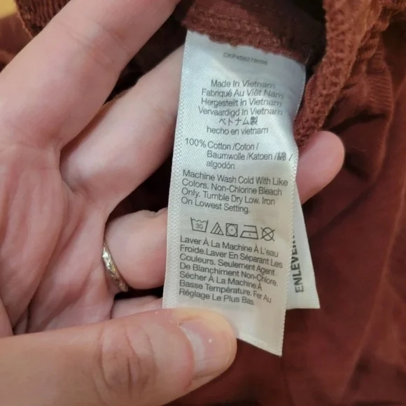 Madewell Tapered Huston Pull-On Crop Pants in Corduroy Size Medium Burgundy - Picture 7 of 8